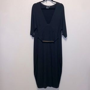 ASOS Curve Plus Size Black Deep V-Neck Short Sleeve Shift Maxi Dress 3033